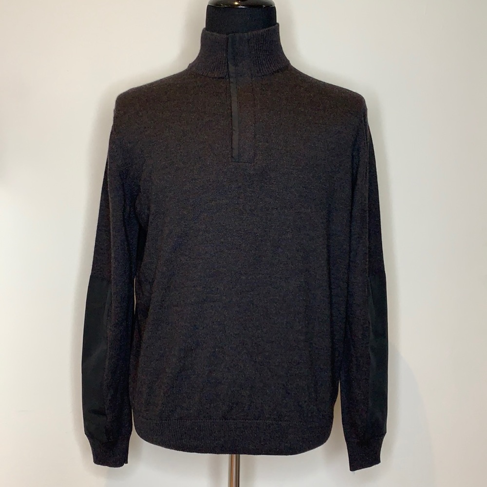 BUGATCHI Merino Wool Quarter Zip Sweater L